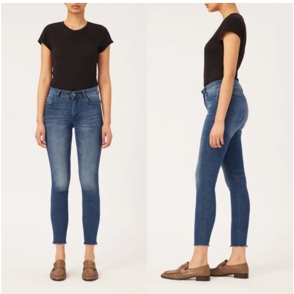 DL1961 Florence Skinny Mid Rise Instasculpt Crop Stranded Jeans
